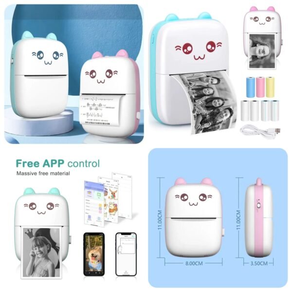 Cute Mini Portable Thermal Printer for Kids – Inkless Pocket Printer